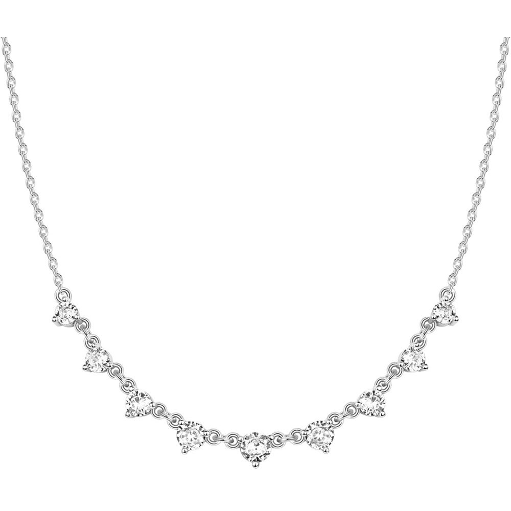 14K White Gold Plated Necklace with Crystals